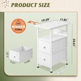thumbnail image 3 of CZMDZH Narrow Side Table with Charging Station, End Table with LED Light, 2 Fabric Drawers and Open Shelf, White, 3 of 12