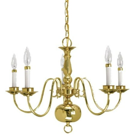 Crown Lighting Traditional 5 Light Williamsburg Style Polished Br