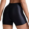 thumbnail image 4 of Women's Mid-Rise Glossy Workout Shorts – Sexy Tight-Fit Athletic Yoga Shorts for Fitness, Cardio & Hot Weather Training,Black L, 4 of 4