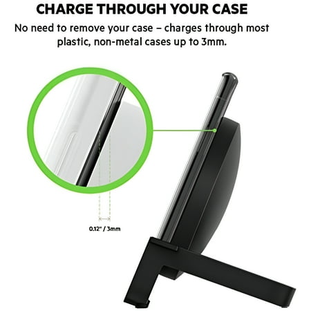 Belkin - 10W Qi-Certified Wireless Charger Stand - Fast Charging for iPhone, Samsung Galaxy - Includes AC Adapter - Black