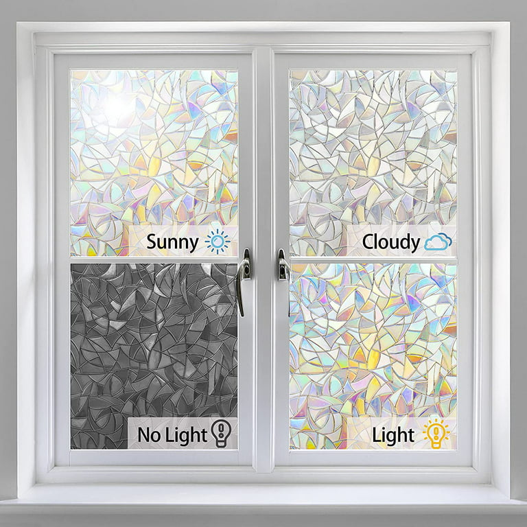 Lemon Cloud LEMON CLOUD Window Privacy Film, Decorative Window Film,  Stained Glass Window Stickers, Rainbow Cling Holographic, Window Coveri