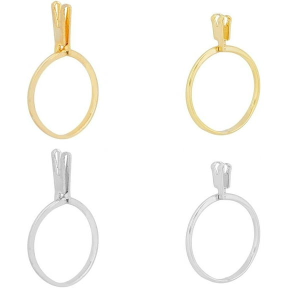 4Pcs 2 Sizes Wedding Ring Try-on Tool Loose Stone Holder Ring Diamond Prong Claw Rings Alloy Rings Gauge Tools Measuring Tools Jewelry Sizing Tool 4 Prong Settings Colorful