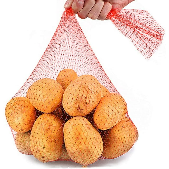 100 Pcs Sacs Filet d'Emballage pour Fruits et Légumes, Emballage Alimentaire, Sacs Bouillis pour Fruits de Mer, Sacs Filet en Plastique Réutilisables pour Oeufs (Rouge)