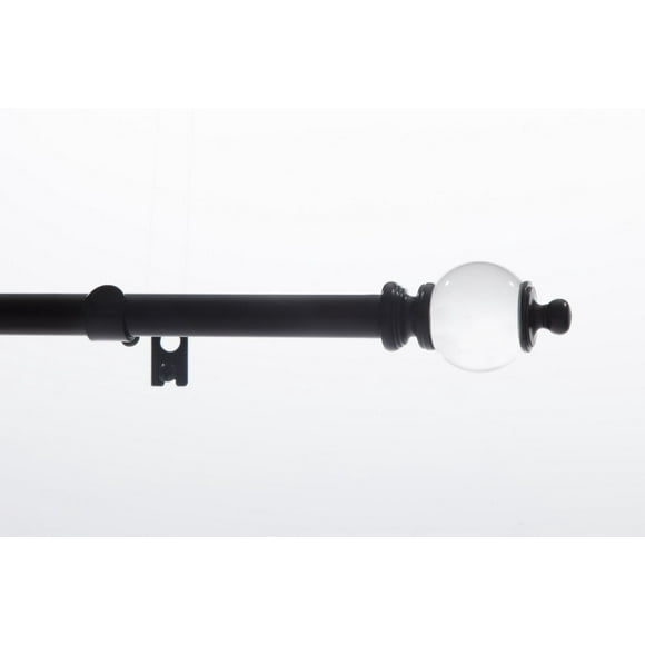 Levolor Curtain Rod in Black with Glass Finial