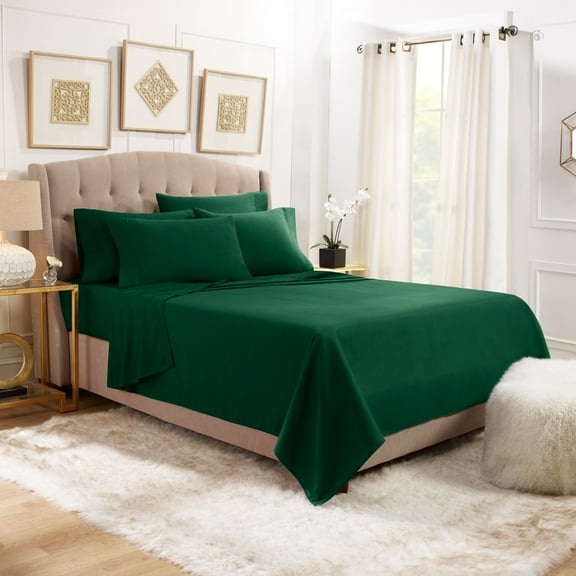 Empyrean Luxury Bed Sheets, Microfiber Bed Sheet Set, Twin XL, Hunter Green, 4 Piece