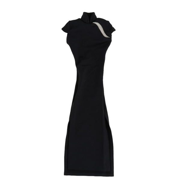 Vestido cheongsam chino a escala 1:6, elegante y elegante, figura de acción de moda. negro
