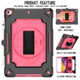 thumbnail image 3 of For iPad 10.2 Case 2021/2020/2019, iPad 9th/ 8th/ 7th Generation Case with Pencil Holder, Kickstand with Elastic Wrist Hand Strap Shoulder Strap Rugged Shockproof Cover, Black+Rose, 3 of 6