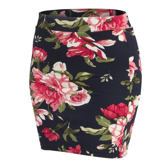 Doublju Women's Basic Simple Stretchy Tube Pencil Mini Skirt NAVYPINK 3XL Plus Size