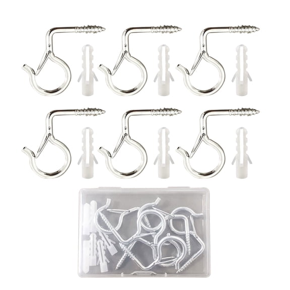 BSJJY Q Hanger Hooks with Safety Buckle, Windproof Screw Hooks for Hanging Outdoor String Lights, Ceiling Hooks for Plants, Christmas Lights & Patio Lights, Cups, 1pc