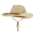 thumbnail image 3 of s de Vaquero Occidental Sombrero de terre de - Beige, Adulto Yinane Sombrero de vaquero para niño con correa para la barbilla, 3 of 5