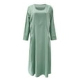 thumbnail image 4 of TAIAOJING Women's Long Sleeve Dresses For 2022 Fashion Casual Solid Cotton Linen With Pocket Loose Maxi Fall Clothes Dress Vestido De Mujer, 4 of 5