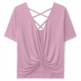 thumbnail image 3 of Hilenly Backless Yoga Tops for Womens Criss Cross Open Back T Shirts Short Sleeve Athletic Shirt Summer Workout Tee, 3 of 6