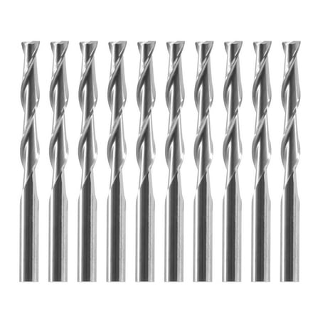 

10x 1/8 inch 3.175mm Carbide CNC Double Two Flute Spiral Bits End Mill Router 22mm