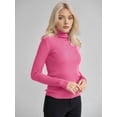 thumbnail image 4 of Suéteres Acanalados para Mujer, Lindos Suéteres de Punto de Cuello Alto, Ajustados y Cálidos Rosa Roja un Tamaño, 4 of 9