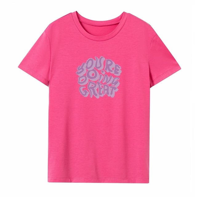 Camiseta de manga corta para mujer con cuello redondo para desplazamientos a la calle y a la playa XL
