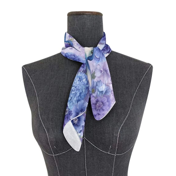 Square Scarf 24x24 Inch The Melancholy Flowers with Hummingbirds Silky Satin Sun Protection Neck Scarf for Women Multi-Purpose Head Wrap Bandana for Hair Bag Decoration