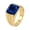 Blue, variant on Men Vintage Square Green Gemstone Signet Biker Ring Gold Plated Stainless Steel Band Minimalist Chunky Statement Jewelry Size 9