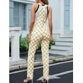 thumbnail image 3 of Checkered Pants Womens Overalls Denim Bib Coveralls Cute Stretch Jeans Jumpsuits(Beige Checkered,S), 3 of 12