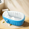 thumbnail image 2 of Inflatable Baby Bathtub, Portable Infant Toddler Bathing Tub, Non Slip Travel Bathtub Mini Air Swimming Pool, Foldable Shower Basin for Newborn, Blue, 2 of 8