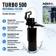 Aquael Turbo 500 Internal Aquarium Filter, 132 GPH, Mechanical & Biological Filtration, for Freshwater Tanks Up to 40 gal