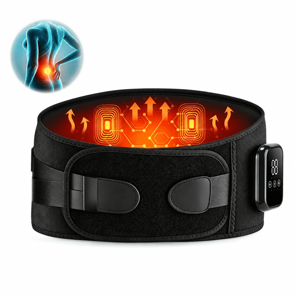 Heated Waist Belt with 3 Levels Heat Vibration, Cordless Heating Pad for Back, Heated Back Support Belt for Relaxation&Period Cramps