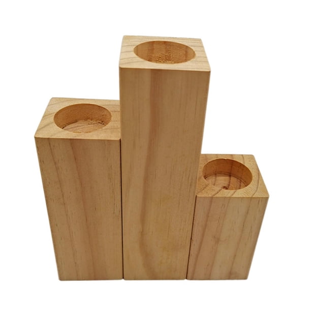 Portavelas de Madera Base de Artesanía de Regalo Resistente Vintage Candelero Práctico para