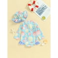 thumbnail image 4 of Bagilaanoe Newborn Baby Girl One-Piece Swimsuit Flower Print Long Sleeve Zipper Rashguard Swimwear + Swimming Cap 3M 6M 12M 18M 24M Infant Ruffle Bathing Suit, 4 of 7