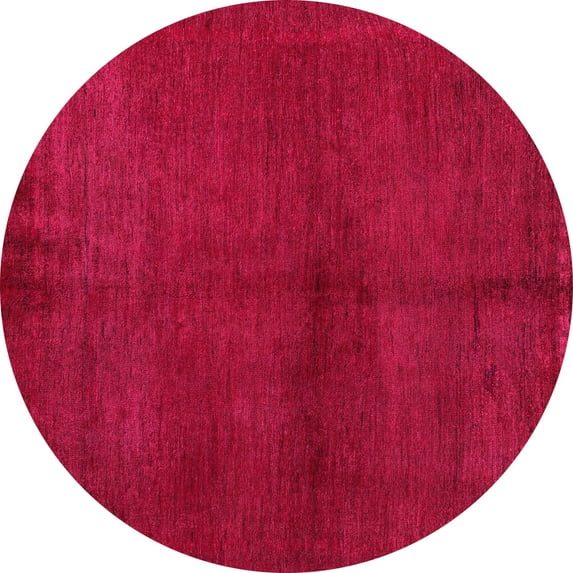 Ahgly Company Indoor Round Abstract Pink Modern Area Rugs, 8' Round