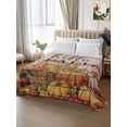 thumbnail image 3 of King Size Flat Sheet Only, Hello Fall Soft Brushed Microfiber Bed Sheets, Orange Pumpkins Birds Vintage Thanksgiving Hotel Quality Breathable Bedding Top Sheet, Easy Care, 105"x98", 3 of 9