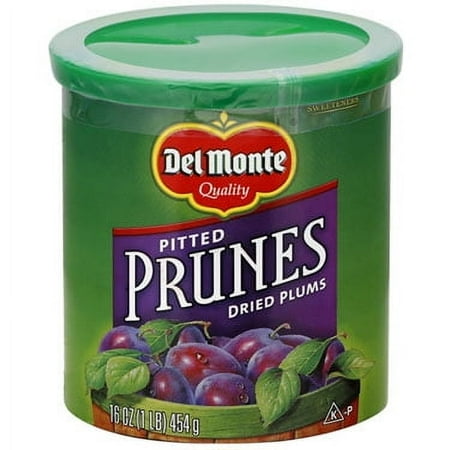 Del Monte Quality Pitted Prunes Dried Plums, 16 oz, Shelf Stable, Plastic Canister