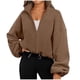 thumbnail image 1 of Chaqueta deportiva de polar de moda para mujer, de manga larga, sin capucha, informal, con cuello alto y cremallera. Abrigo para mujer., 1 of 5