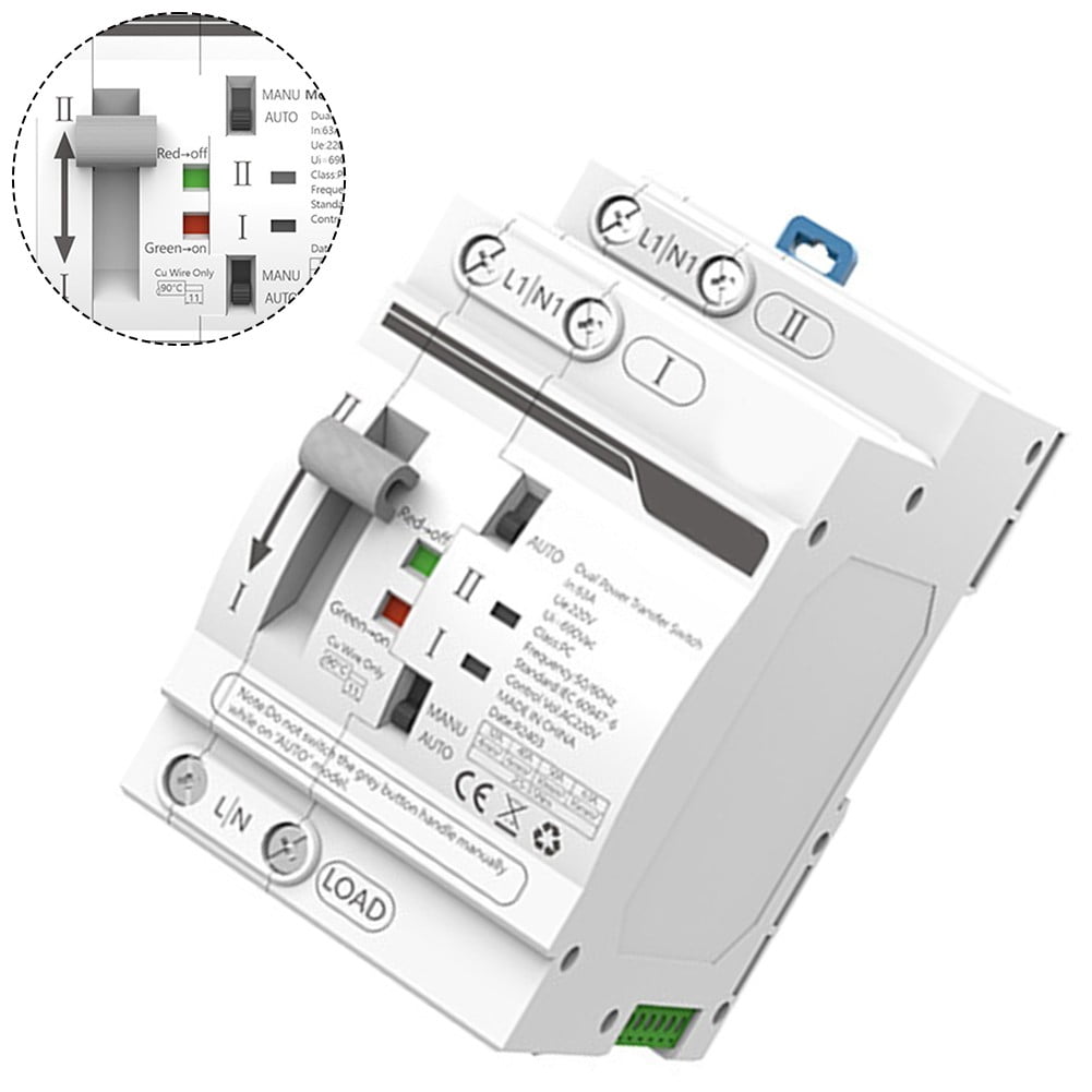 Fule 1PCS ATS Dual Power Automatic Transfer Switch 32-63A For Grid to Generator 220V