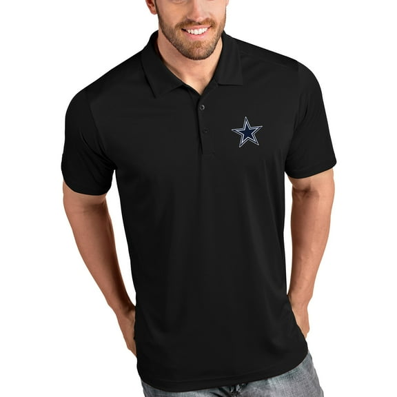 Men's Antigua Black Dallas Cowboys Tribute Polo