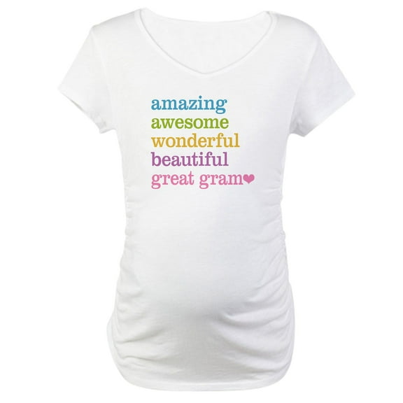 CafePress - Great Gram Amazing Awesome Maternity T Shirt - Cotton Maternity T-shirt, Cute & Funny Pregnancy Tee