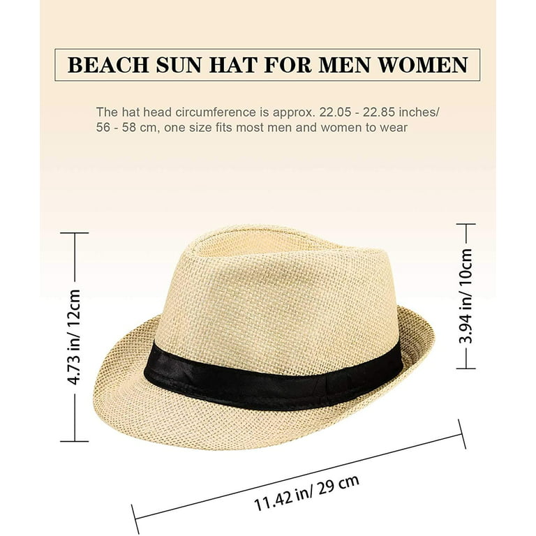 Sintege 12 Pcs Sun Summer Hat for Women Men Straw Hat Roll up Straw Short  Brim Panama Hat Packable Beach Panama Beach Hats for Ladies Men Vacation