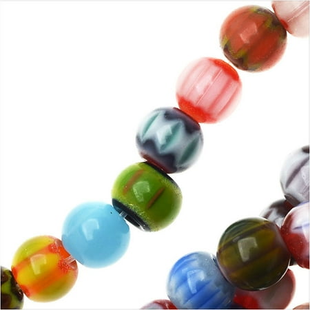 - Millefiori Assorted Glass Simulated Beads, Round 6mm, 16 Inch Strand, Assorted