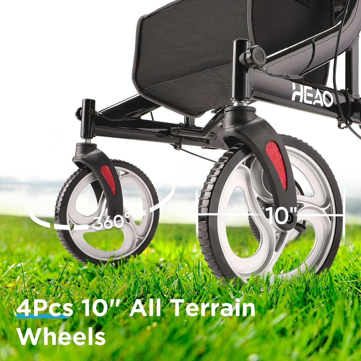 Buy HEAO Rollator Walker with Seat for Seniors,4 x 10 Wheels Upright