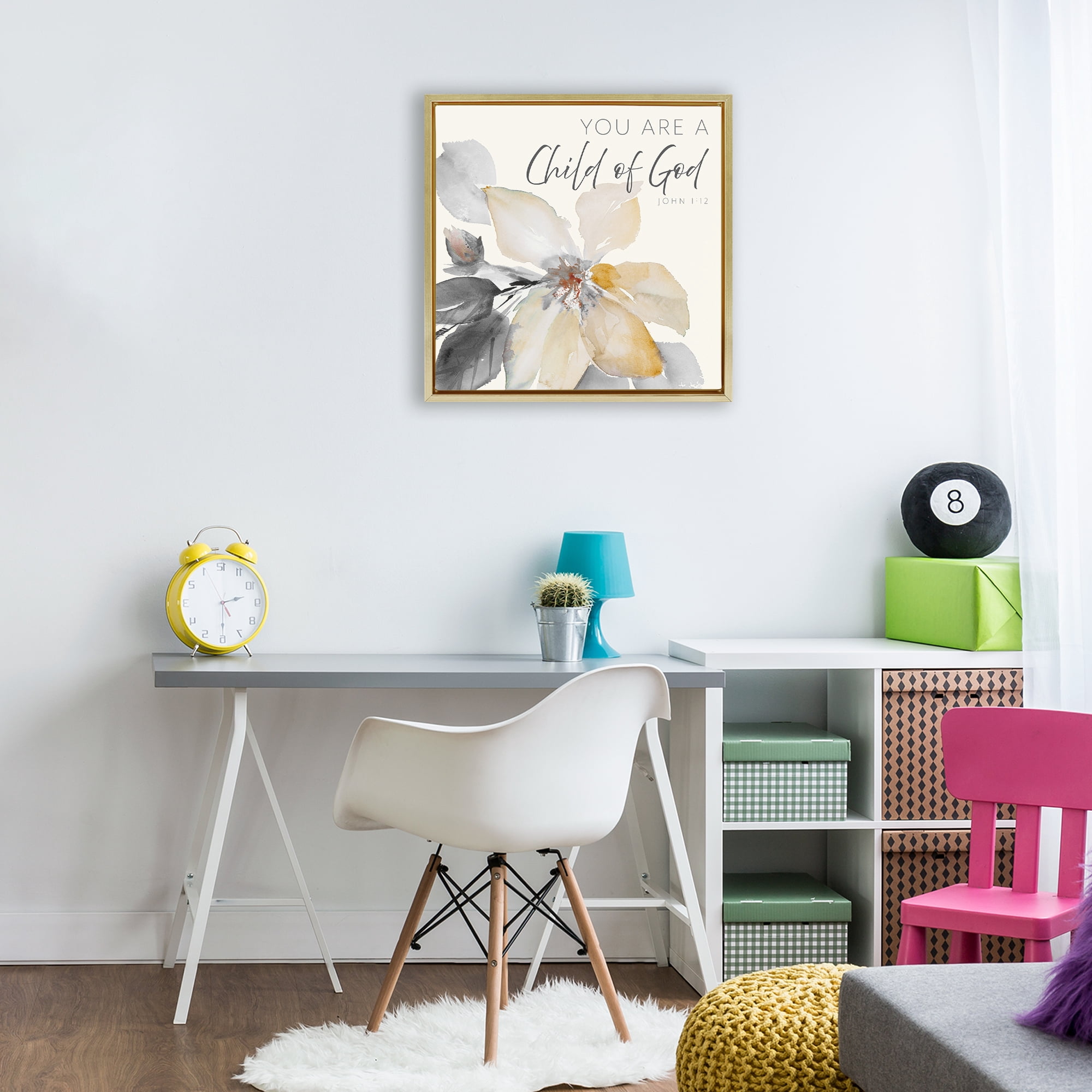 Stupell Industries Child Of God Flower Gold Framed Floater Canvas Wall Art, design by Lanie Loreth