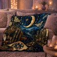thumbnail image 6 of Enchanted Moonlit Astronomy Scene Vintage Books Crystals Luna, Peaceful Mountain Lake Scene, Warm Flannel Blanket for Cabin and Lodge, Outdoor Lovers Camping Gift, Rustic Home Decor, 6 of 9