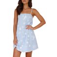 thumbnail image 1 of SUNSIOM Femmes Été Sans Manches Mini Robe Spaghetti Bretelles Dos Nu Graphique Imprimer une Ligne Robe Plage Robe de Soleil, 1 of 9