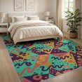 thumbnail image 3 of ODIKA 8'x10' Washable Area Rug Durable, Non-Slip Retro 80S Geometric Bold Memphis Squiggle Interlocking Funky Flowing Dynamic for Living Room, Under Sectional, Family, 3 of 7