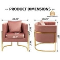 thumbnail image 2 of Velvet Accent Barrel Chairs, Modern Arm Club Chair with Pillow for Living Room / Bedroom / Guest Reception, Channel Tufted, Gold Finish Base, Pink, 2 of 6