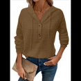 thumbnail image 1 of Sudadera Informal de Punto Gofre para Mujer 2025, Suéter de Cuello en V con Botones Extragrandes y Capucha con Cordón. Marrón XXXL, 1 of 7