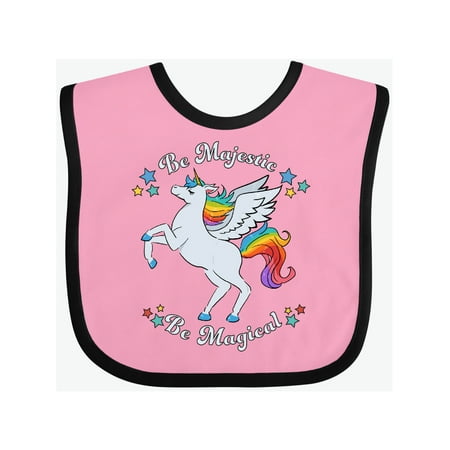 

Inktastic Be Majestic Be Magical-Rainbow Unicorn Gift Baby Boy or Baby Girl Bib