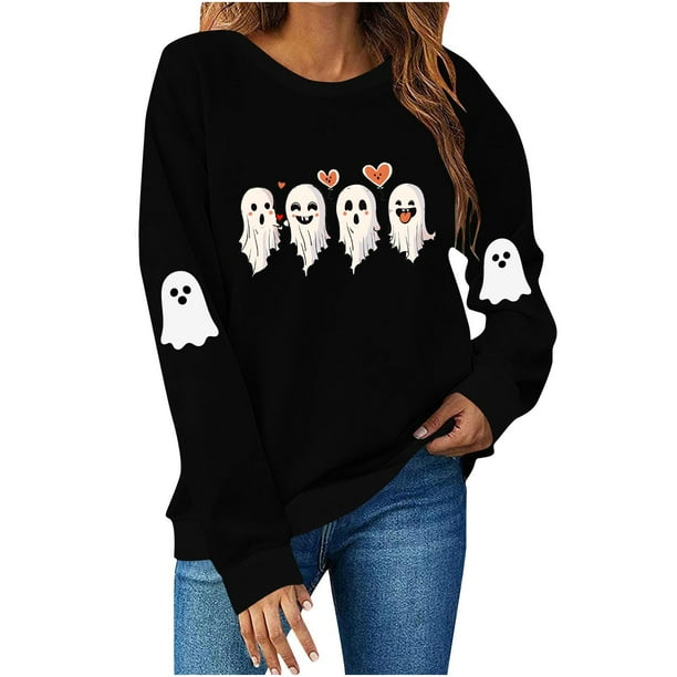 Ailaofu Halloween Cute Sweatshirt For Women Long Sleeve Pullover Graphic Basic Tops Casual Fall Fashion Sweatshirts
