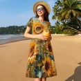 thumbnail image 4 of Balery Sunflower Field Art Pattern Womens Dresses Loose Short sleeve Sundresses Swimsuit Coverup 2025 Summer Casual Dress for Women - A-Line Swing Dress, 4 of 6