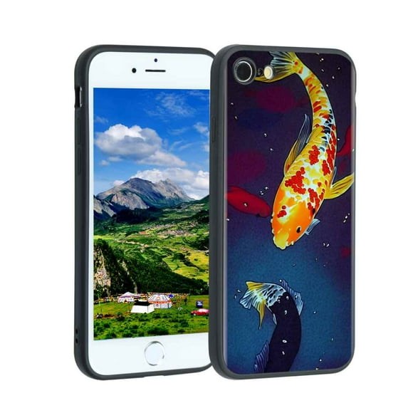 Compatible with iPhone SE 2022 Phone Case, Koi-Fish-41 Case Silicone Protective for Teen Girl Boy Case for iPhone SE 2022