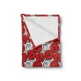 thumbnail image 2 of Feminine Soft Flannel Fleece Throw Blanket, Roses with Black Contours in Retro Style Feminine Nature Inspired, Cozy Plush for Indoor and Outdoor Use, 50" x 60", Scarlet White Black, by Ambesonne, 2 of 5