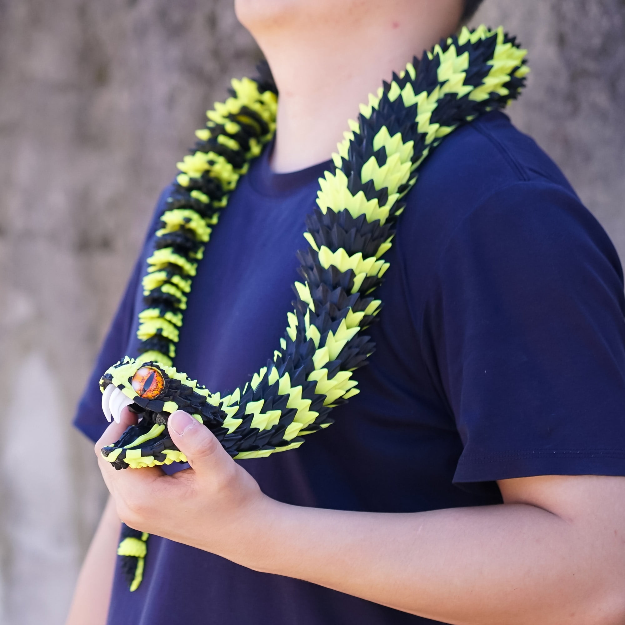 47.5inch 3D Printed snake,Flexible Joint Animal lacertid Figurines,Realistic Eyes, Home Office Decor,Fidget Toy for Adults Teens Boy Festival Gifts