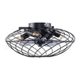 thumbnail image 6 of 18" Industrial Caged Flush Mount Ceiling Fan w/ Light and Remote Control, 3 Blades Low Profile Black, 6 of 9